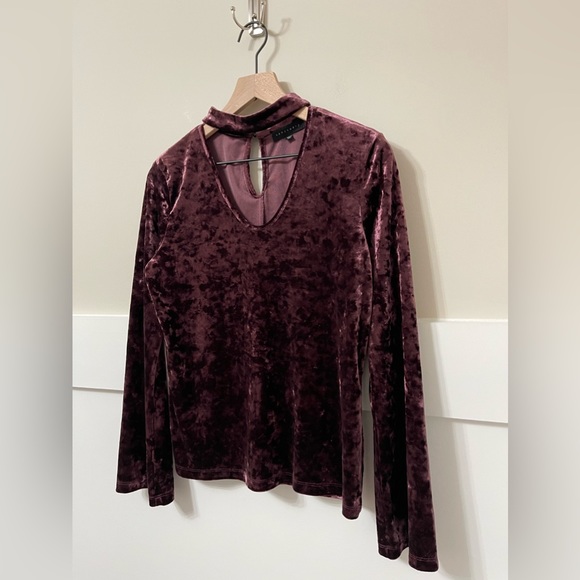 Sanctuary Velvet Texture Flare Sleeves Fall Inspired Plum Blouse Size Small - Picture 5 of 10